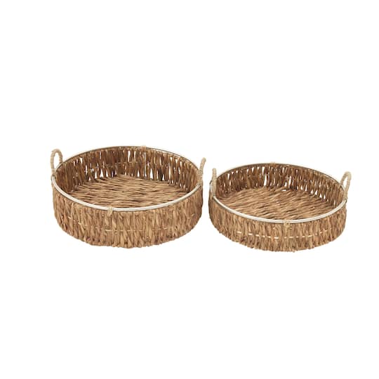Brown Sea Grass Coastal Style Tray Set